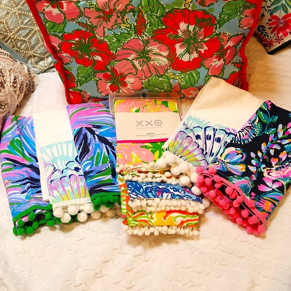 Lilly Pulitzer Set of 9 Hand Towels Target Collab Set of 4, 3 GWP, 2 Shellabrate